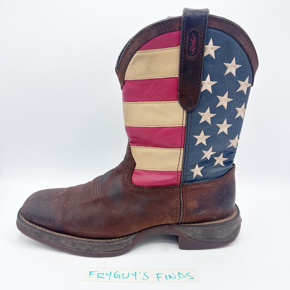 Durango Rebel Patriotic Flag 12" Western Cowboy Boots Mens Size 11D Brown USA